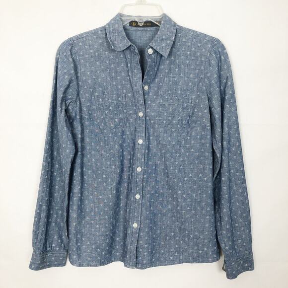 Outback Red Tops - Outback Red Anchor Print 100% Cotton Button Down Shirt Size XS
